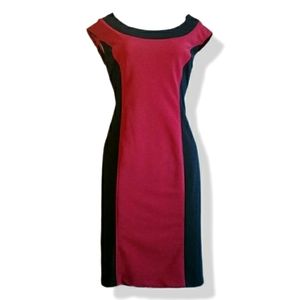 Black & Burgundy Midi Dress